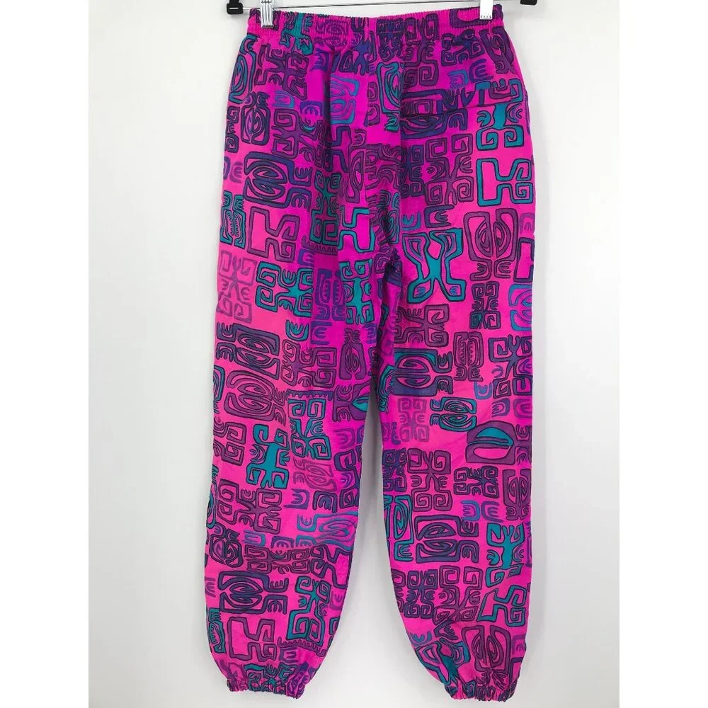 White Sierra Vintage 90's Y2K Tribal Windbreaker Jogger Pant Pink Purple Small - Picture 3 of 10